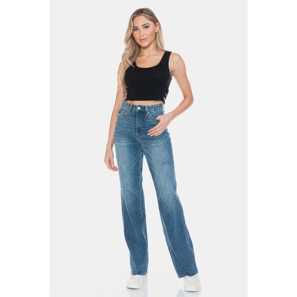 Judy Blue Tummy Control Cut Raw Hem Straight Jeans - JB88848MD - Size 15/32 - Picture 9 of 12